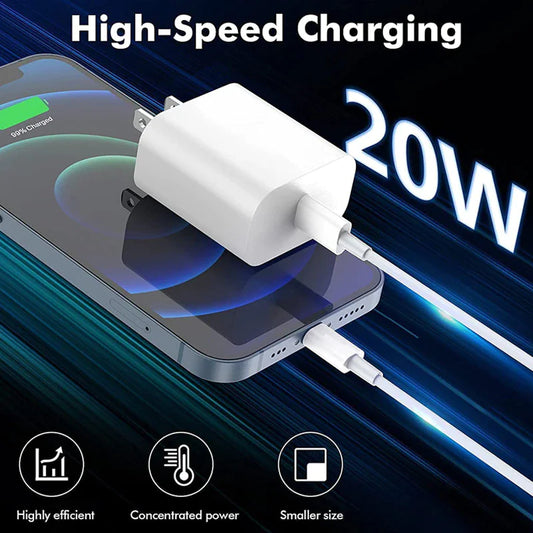 20W USB-C Fast Charger PD Adapter Cable For iPhone 14/13/12/11 XR Pro iPad